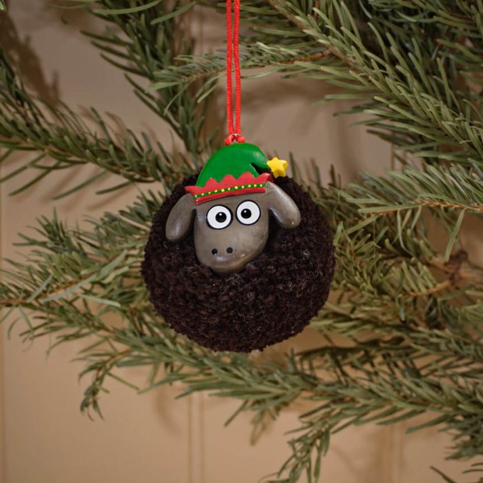 Christmas Sheep pom pom hanger with Elf hat
