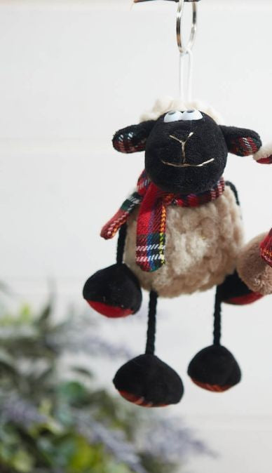 Sheep Keyring with tartan scarf