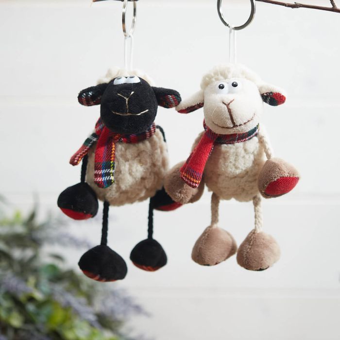 Sheep Keyring with tartan scarf
